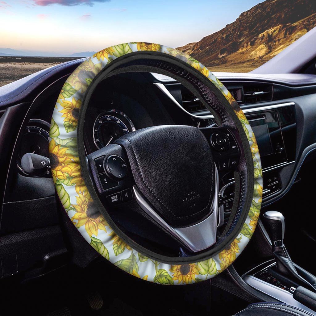 Sunflower Blue Steering Wheel Cover-grizzshop