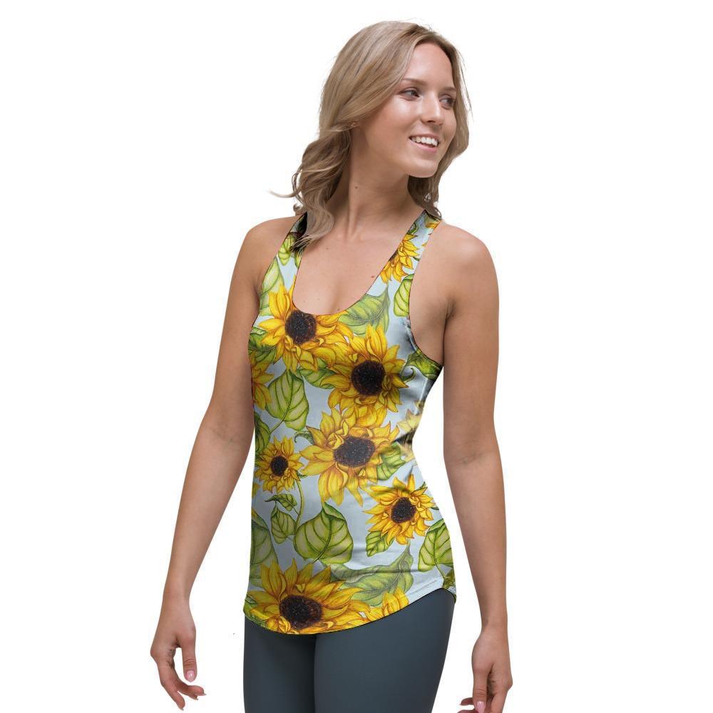 Sunflower Blue Women's Racerback Tank Top-grizzshop