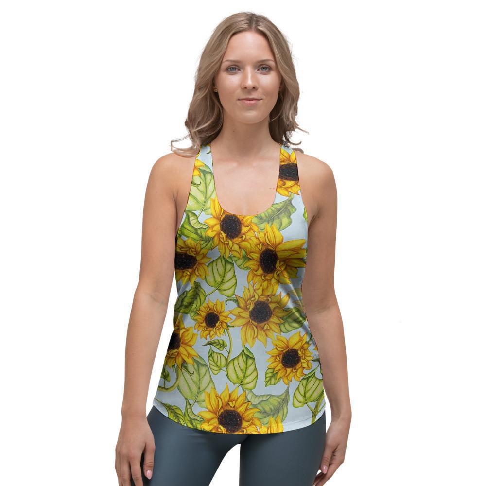 Sunflower Blue Women's Racerback Tank Top-grizzshop