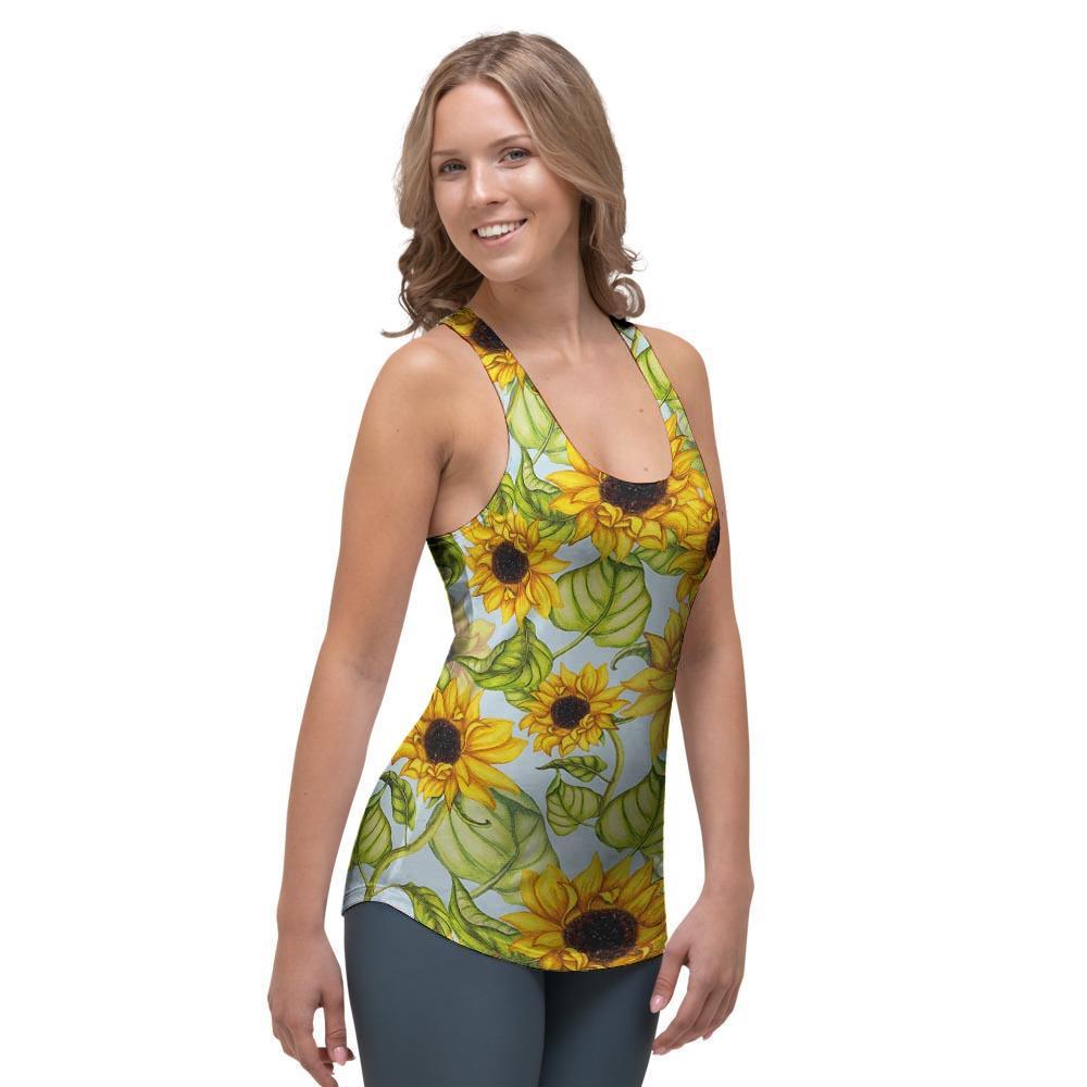 Sunflower Blue Women's Racerback Tank Top-grizzshop