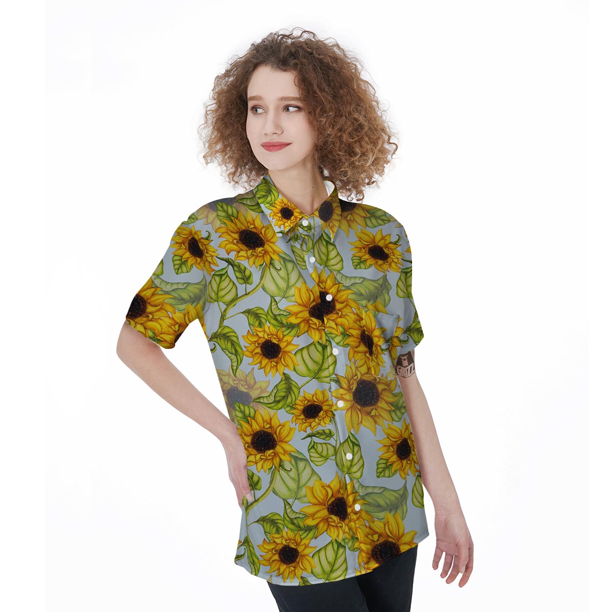 Sunflower Blue Women's Short Sleeve Shirts-grizzshop
