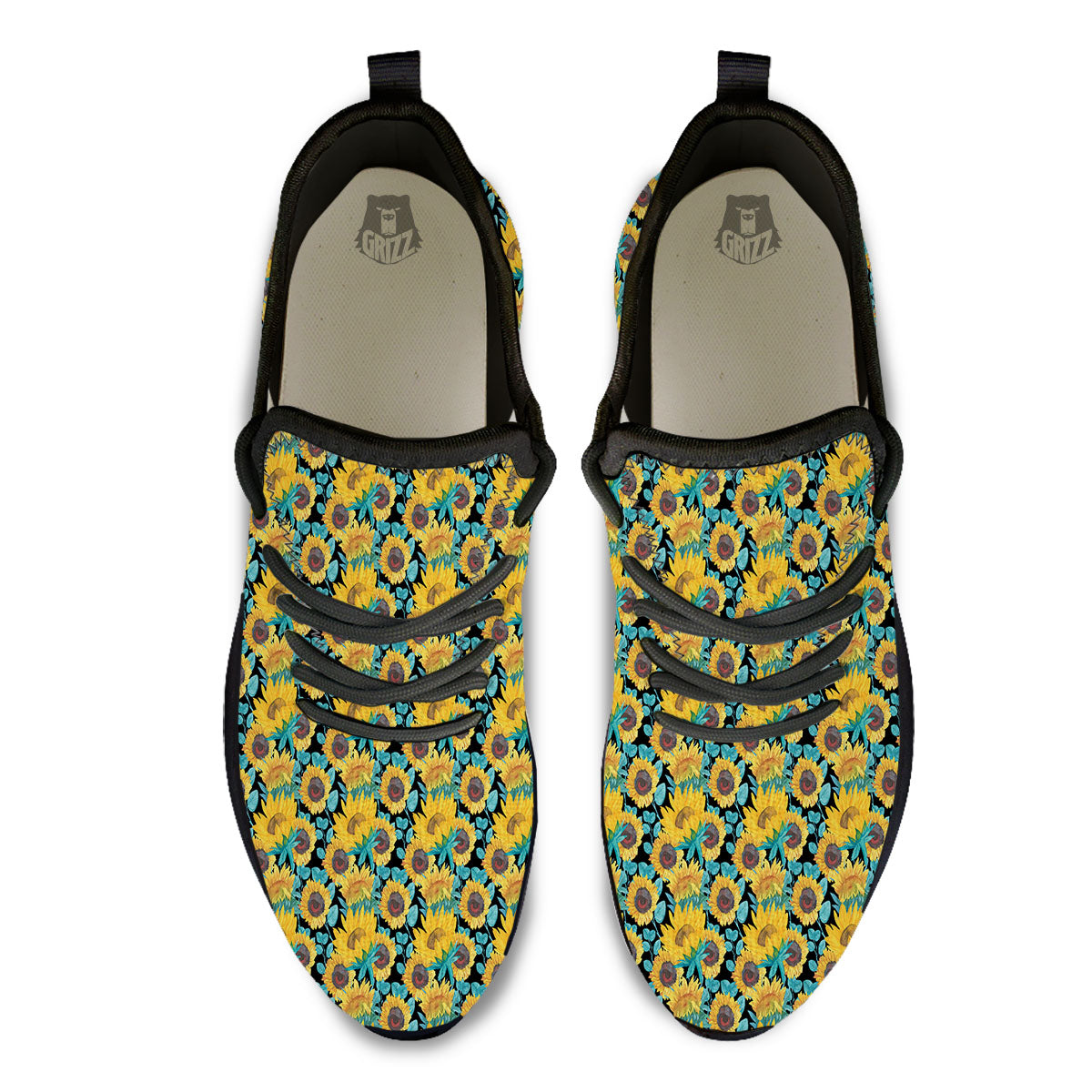 Sunflower Bright Print Pattern Black Athletic Shoes-grizzshop