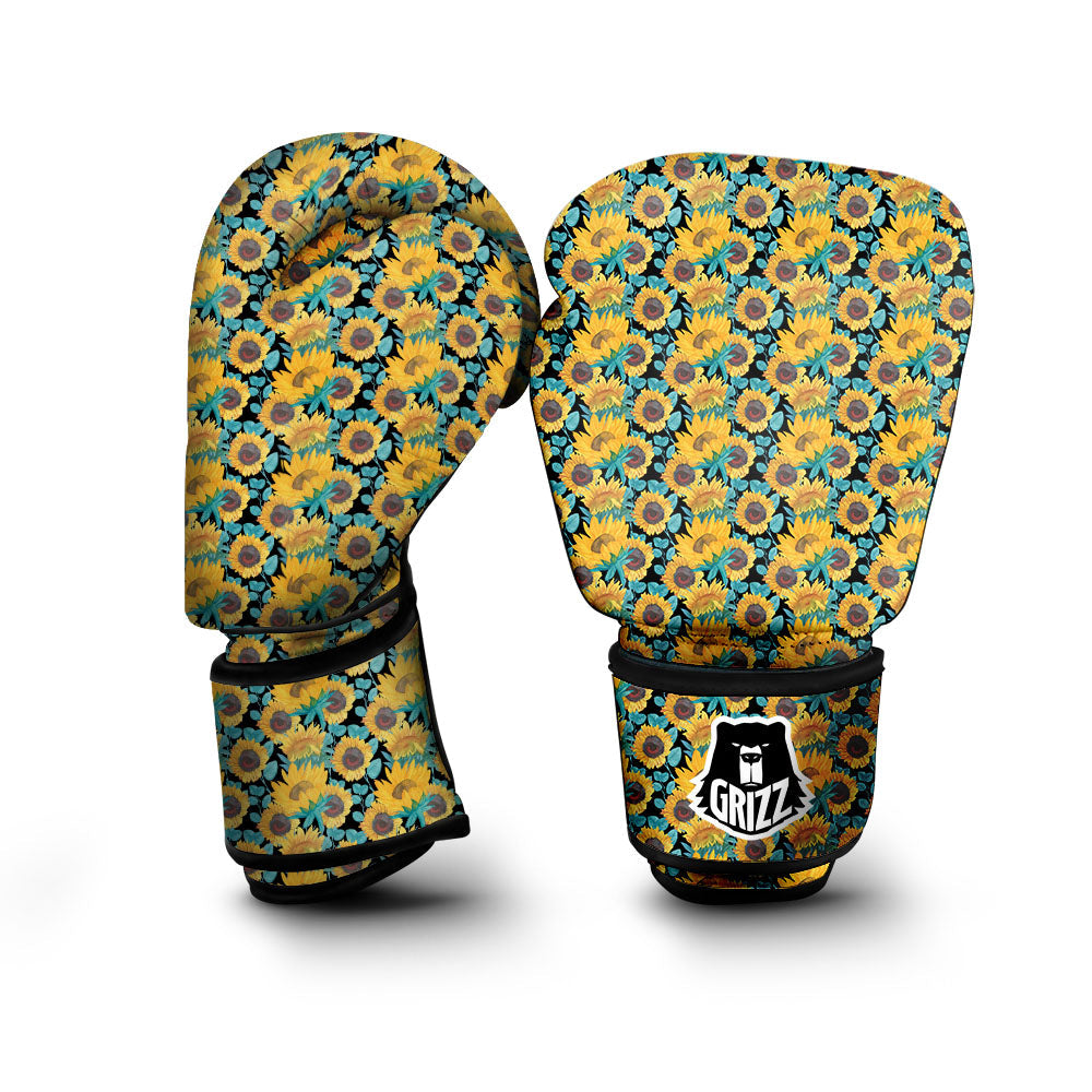 Sunflower Bright Print Pattern Boxing Gloves-grizzshop