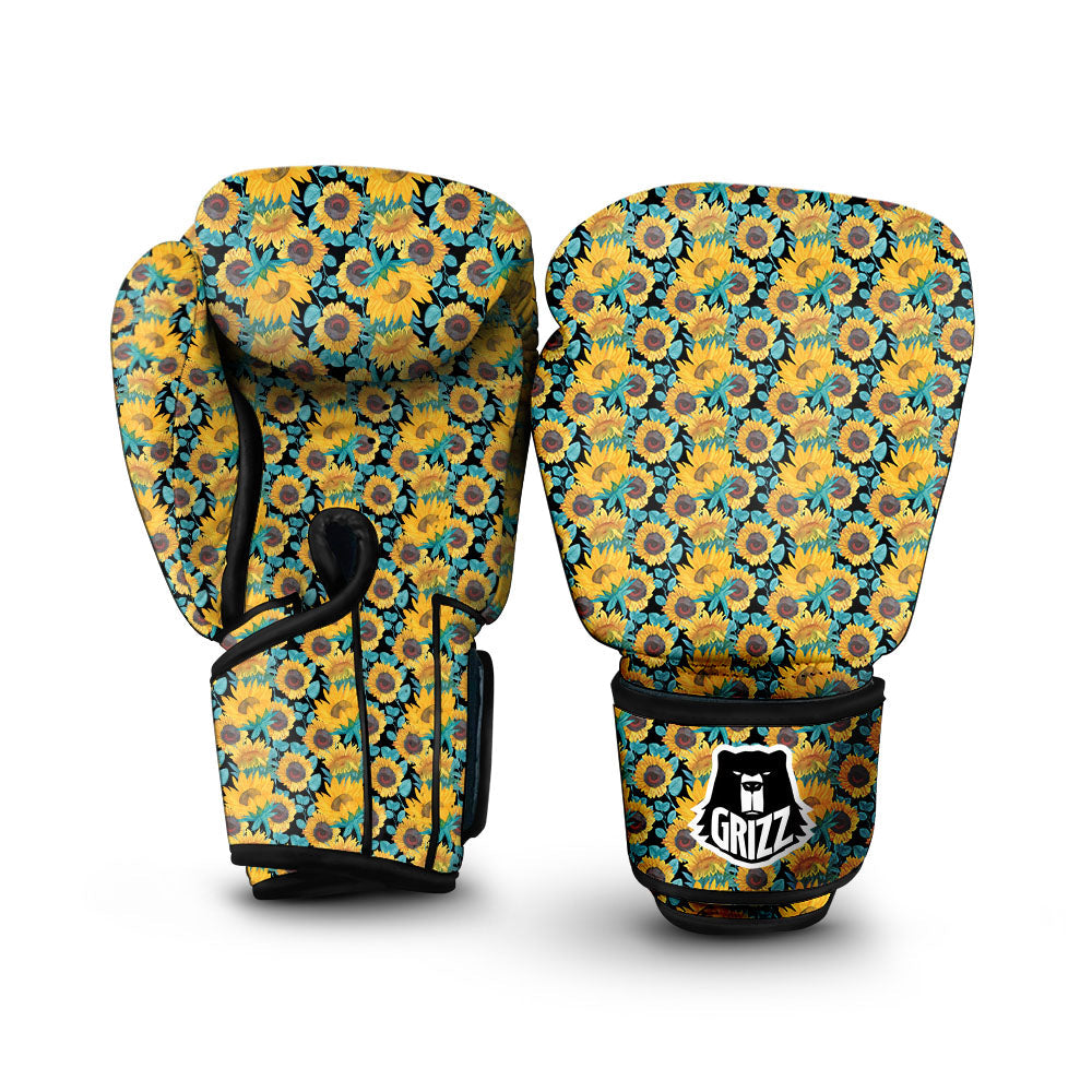 Sunflower Bright Print Pattern Boxing Gloves-grizzshop