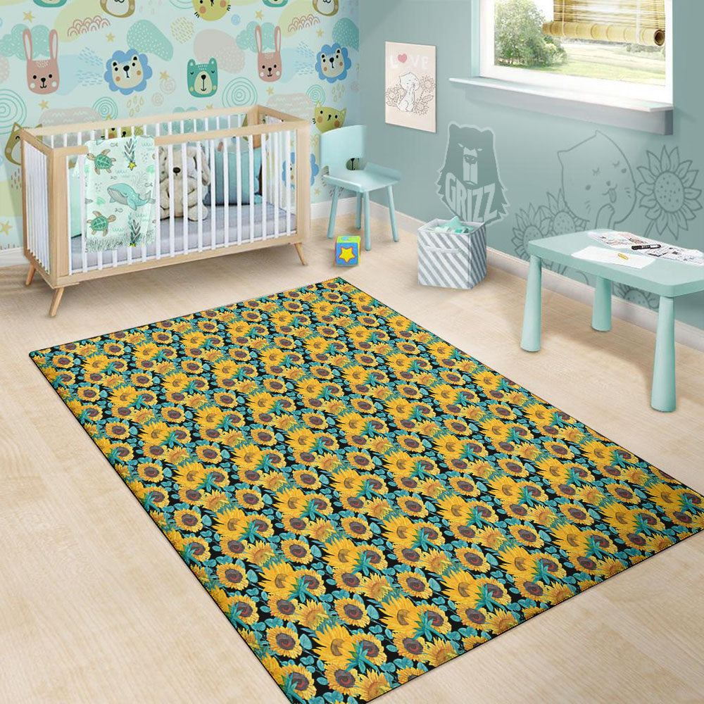 Sunflower Bright Print Pattern Floor Mat-grizzshop
