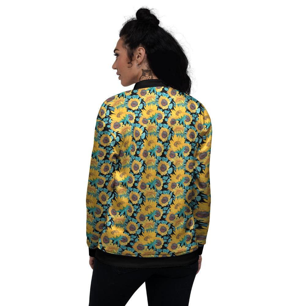 Sunflower Bright Print Pattern Women's Bomber Jacket-grizzshop