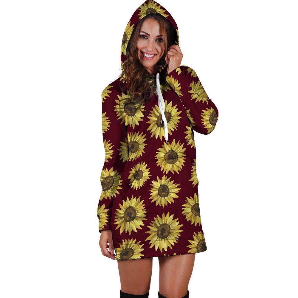 Sunflower Brown Hoodie Dress-grizzshop