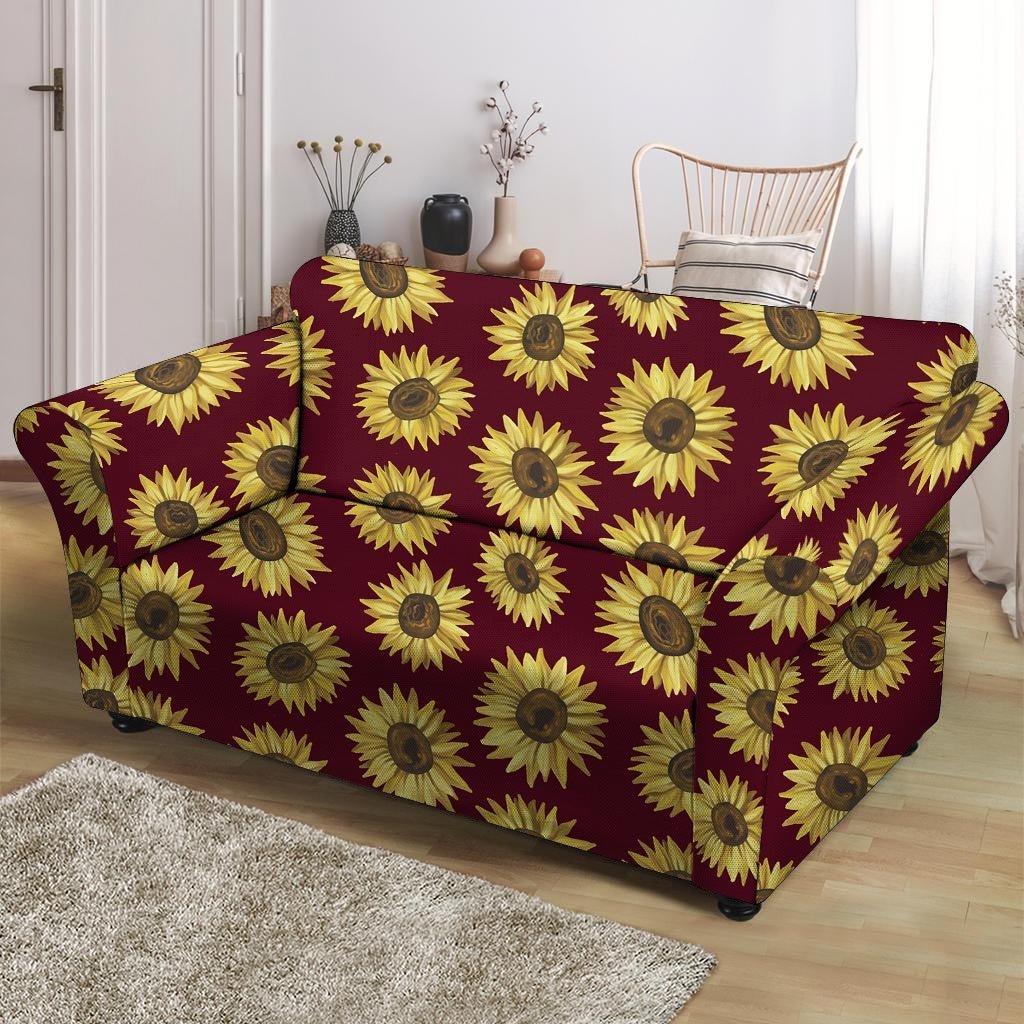 Sunflower Brown Loveseat Cover-grizzshop