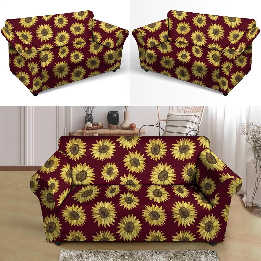 Sunflower Brown Loveseat Cover-grizzshop