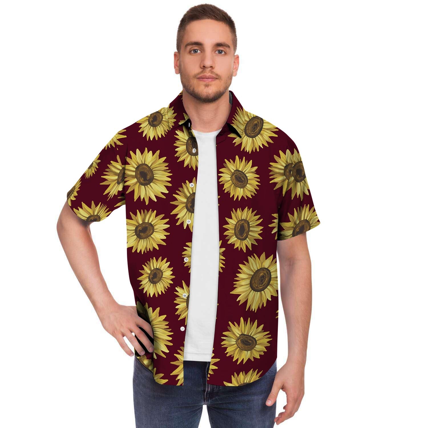 Sunflower Brown Men's Short Sleeve Shirt-grizzshop