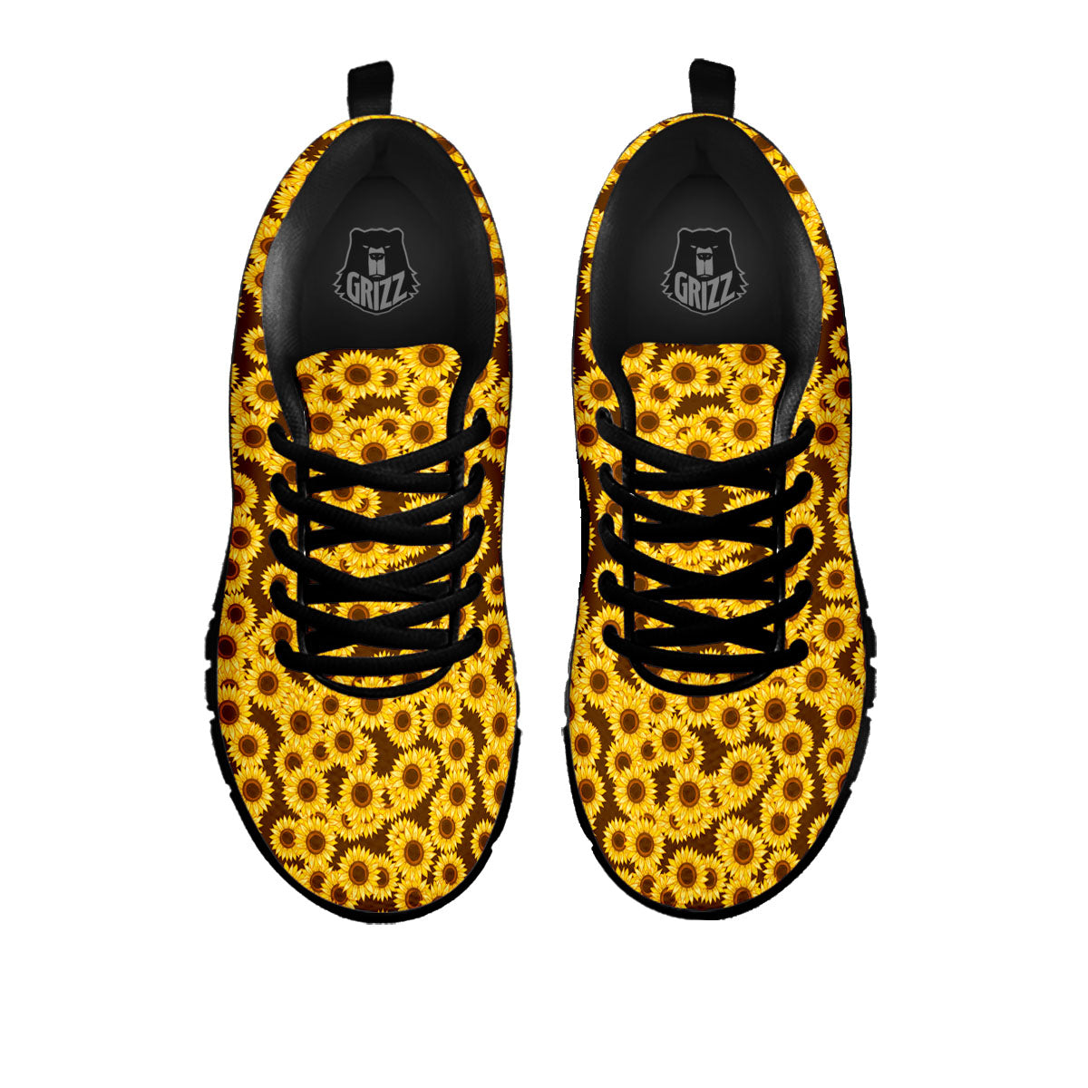 Sunflower Brown Print Pattern Black Sneaker-grizzshop