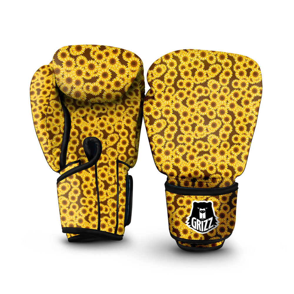 Sunflower Brown Print Pattern Boxing Gloves-grizzshop