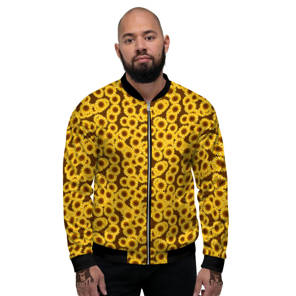 Sunflower Brown Print Pattern Men's Bomber Jacket-grizzshop