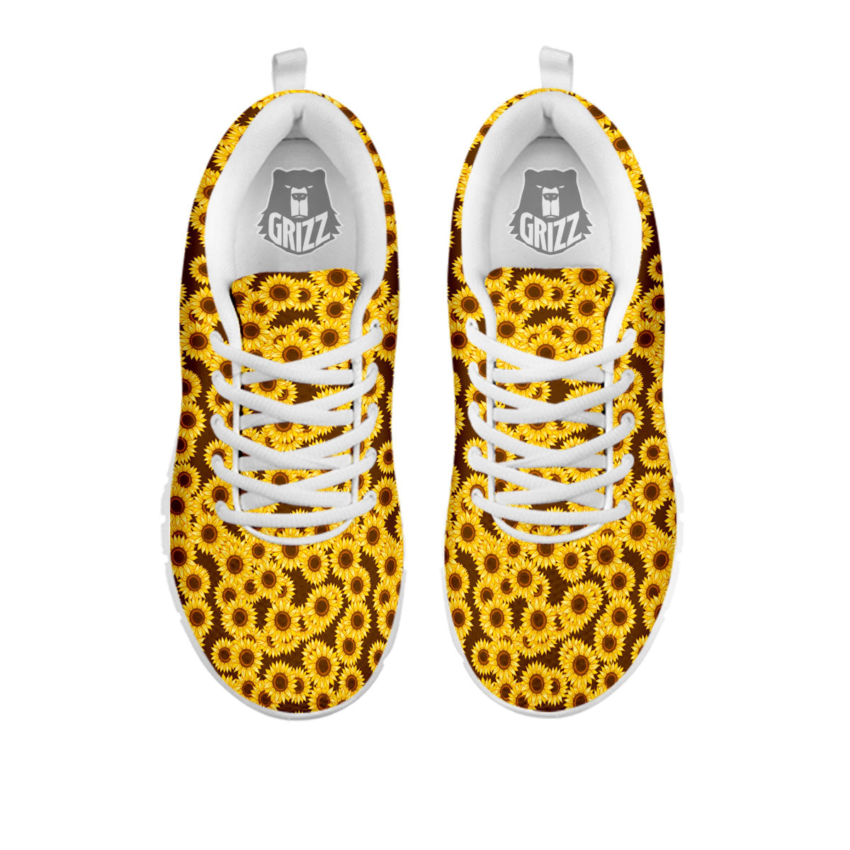 Sunflower Brown Print Pattern White Sneaker-grizzshop