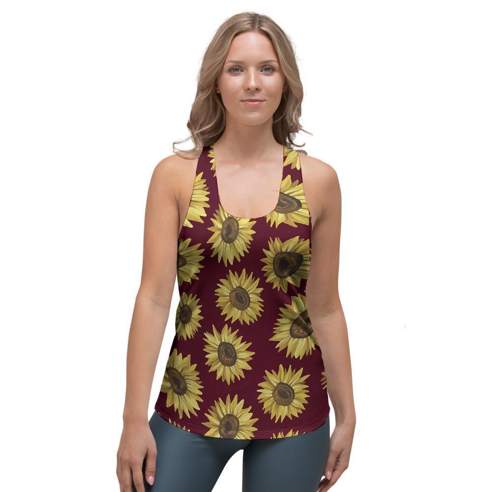 Sunflower Brown Women's Racerback Tank Top-grizzshop