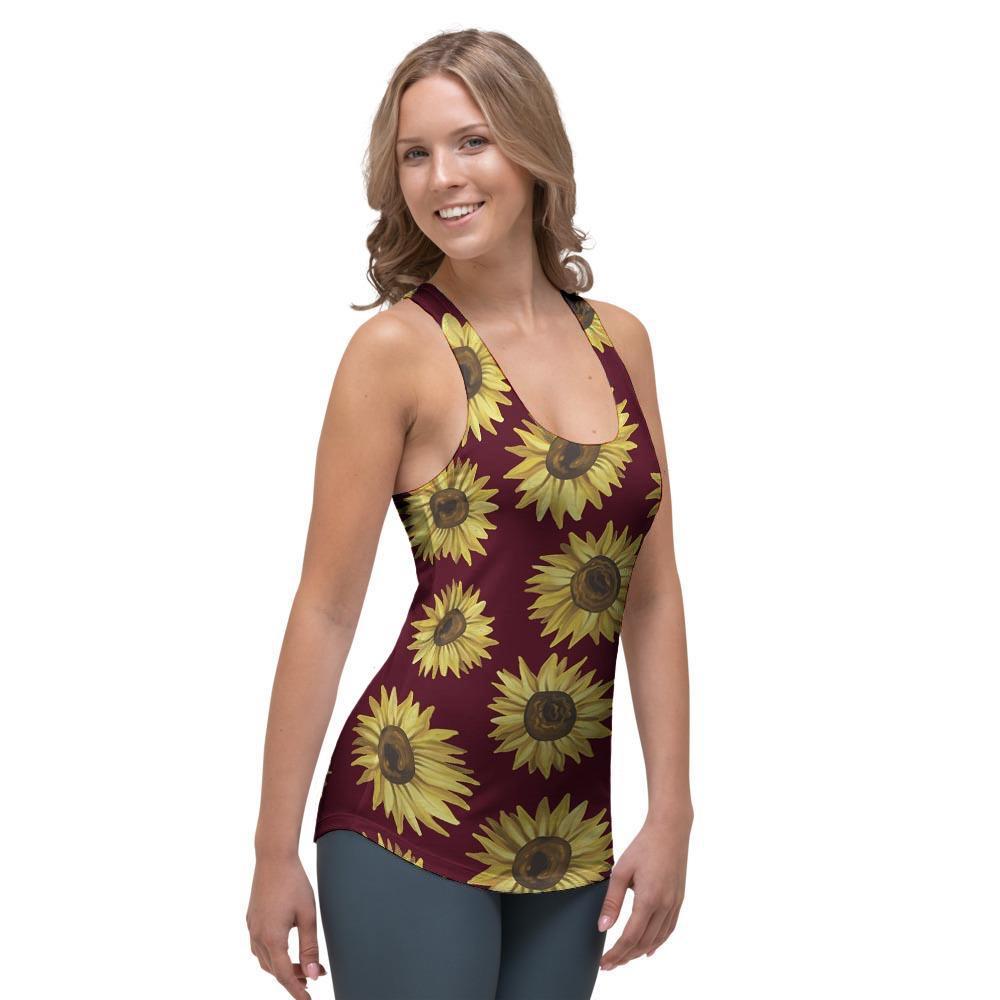 Sunflower Brown Women's Racerback Tank Top-grizzshop