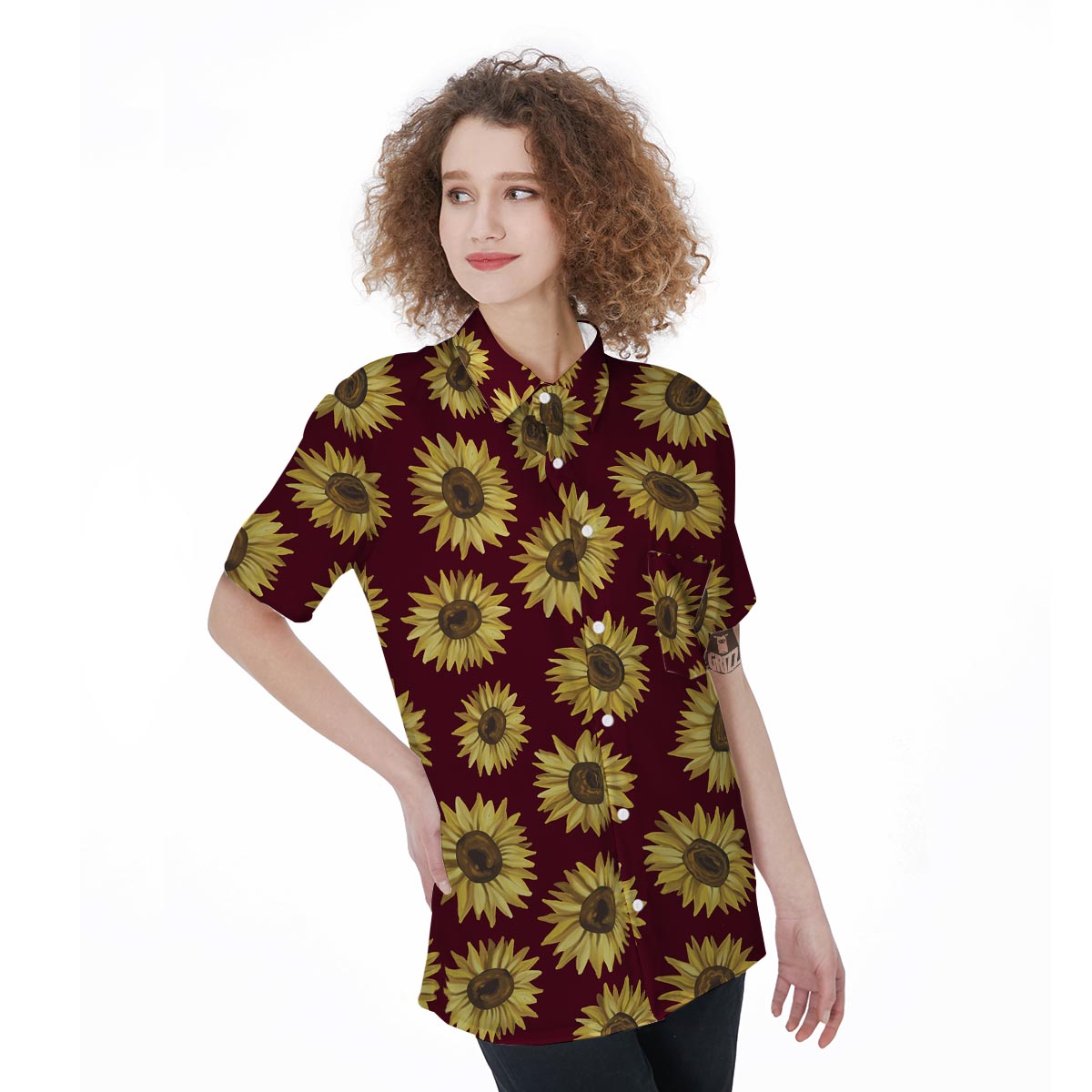 Sunflower Brown Women's Short Sleeve Shirts-grizzshop