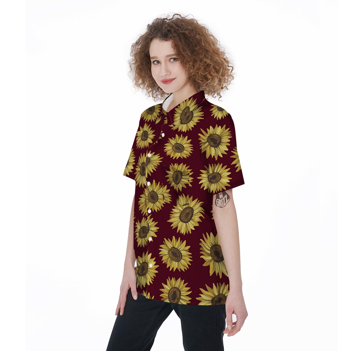 Sunflower Brown Women's Short Sleeve Shirts-grizzshop