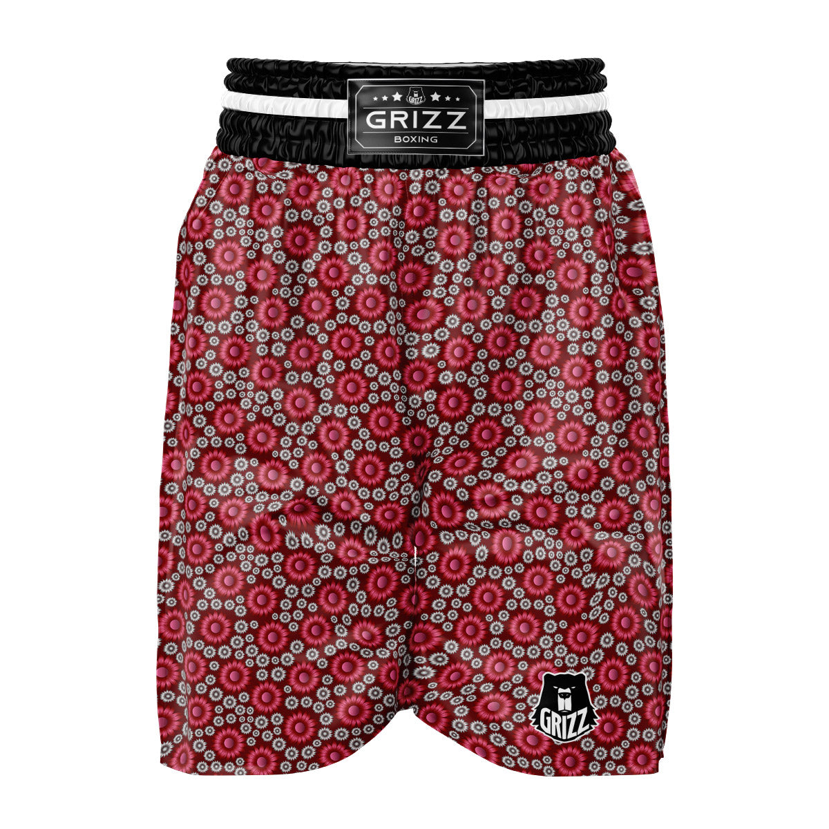 Sunflower Burgundy Print Pattern Boxing Shorts-grizzshop