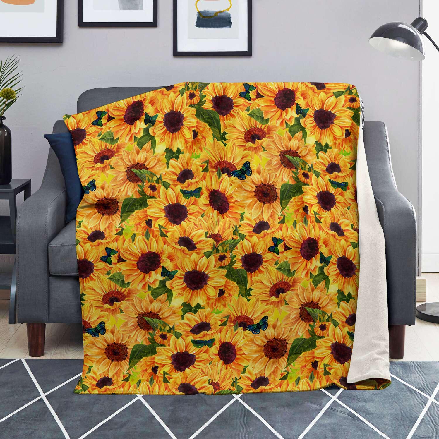 Sunflower Butterfly Blanket-grizzshop