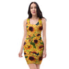 Sunflower Butterfly Bodycon Dress-grizzshop