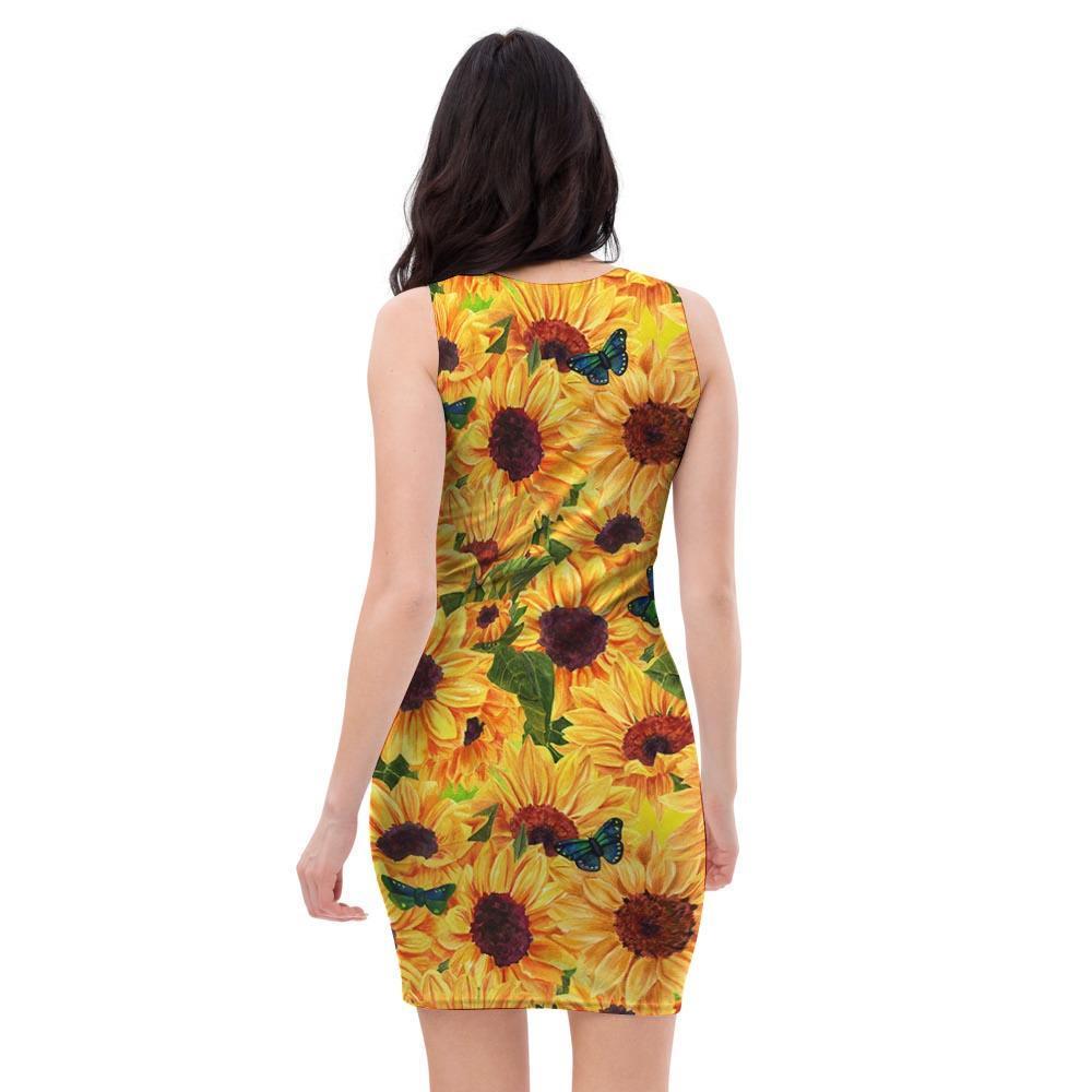 Sunflower Butterfly Bodycon Dress-grizzshop