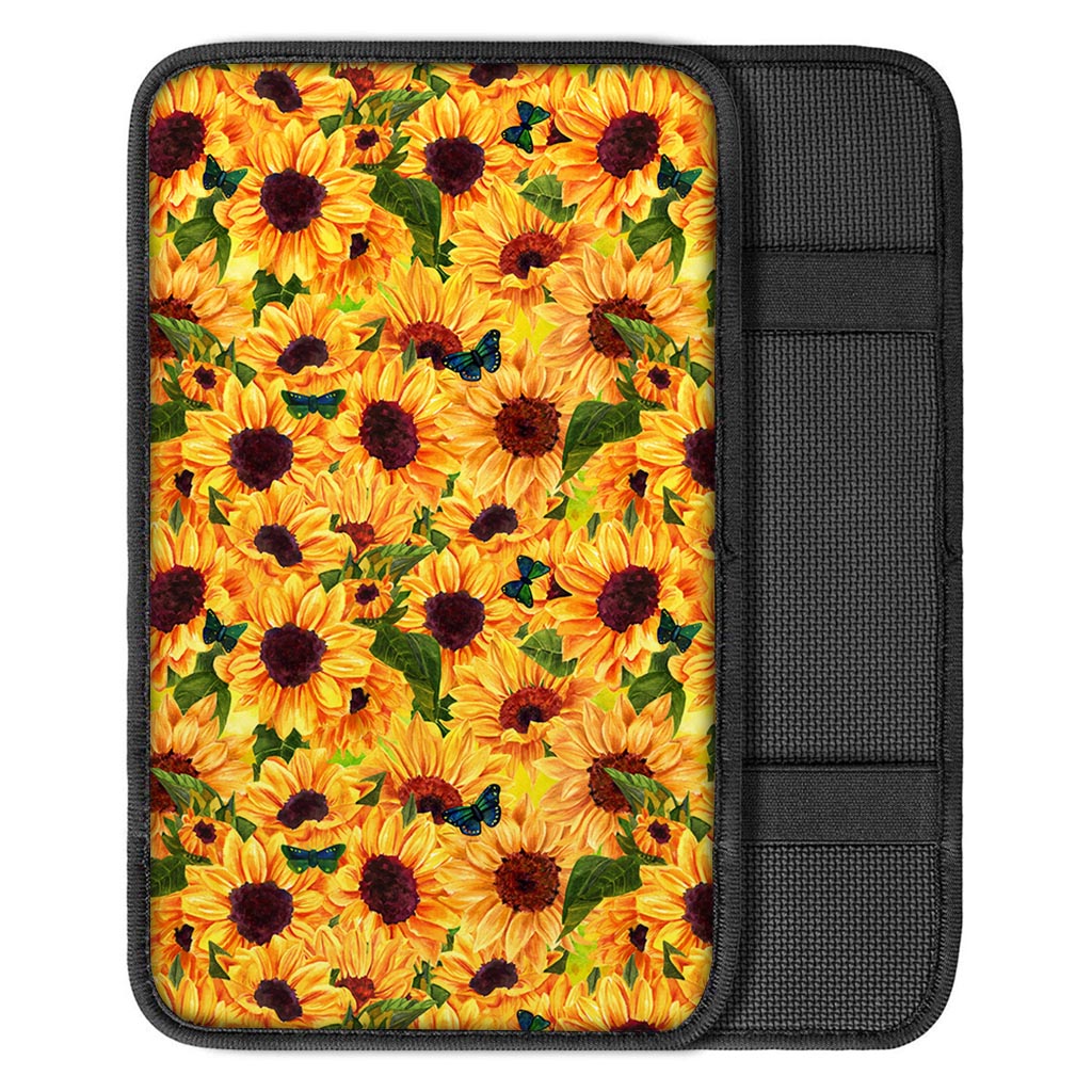 Sunflower Butterfly Car Console Cover-grizzshop