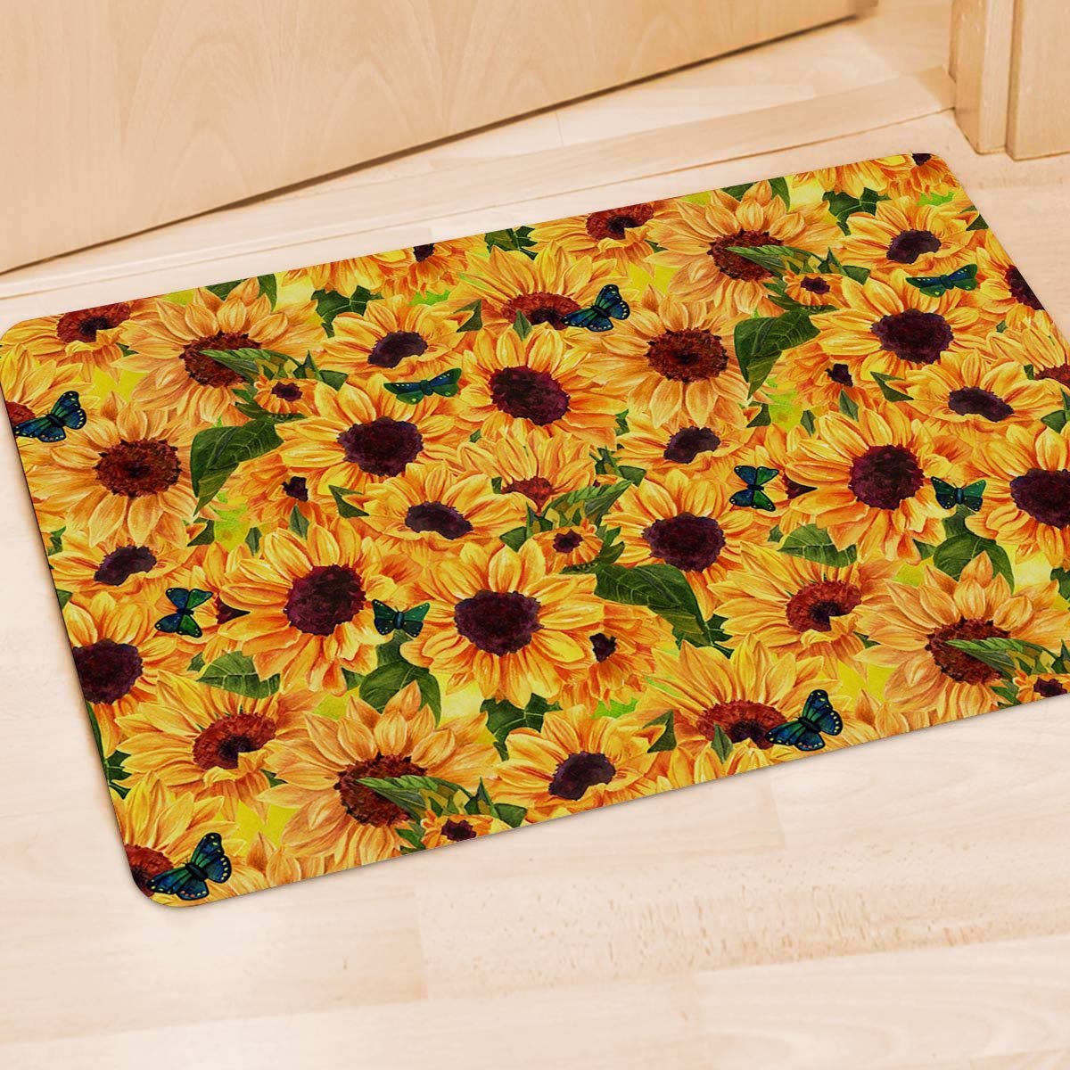 Sunflower Butterfly Door Mat-grizzshop