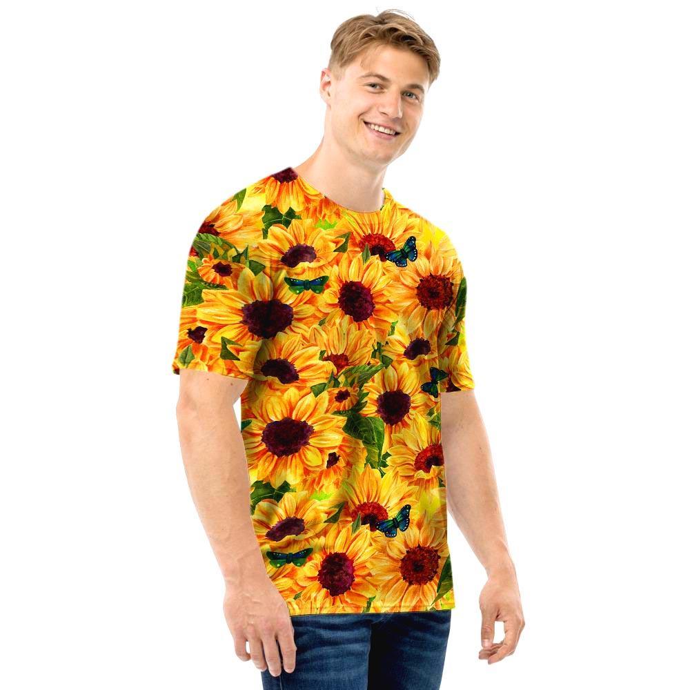 Sunflower Butterfly Men T Shirt-grizzshop