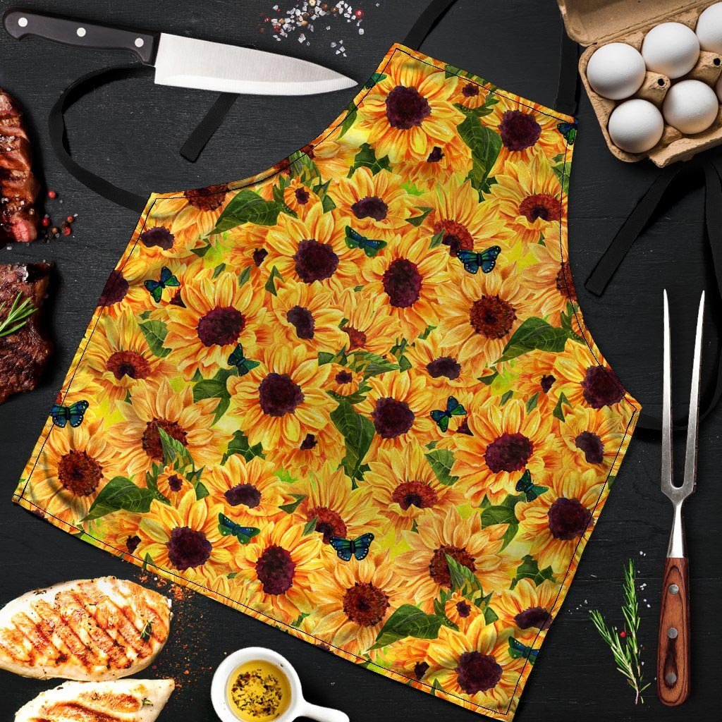 Sunflower Butterfly Men's Apron-grizzshop