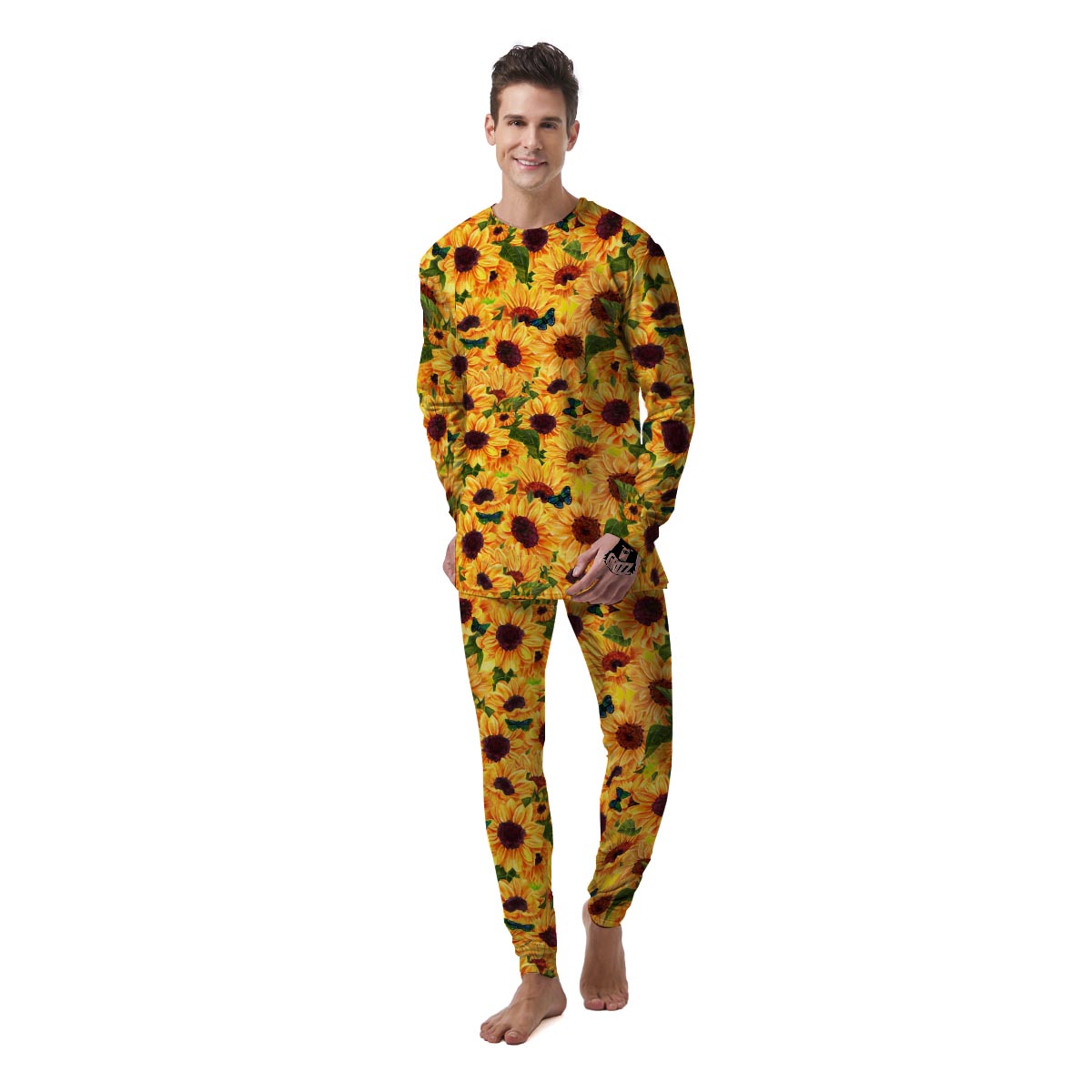 Sunflower Butterfly Men's Pajamas-grizzshop