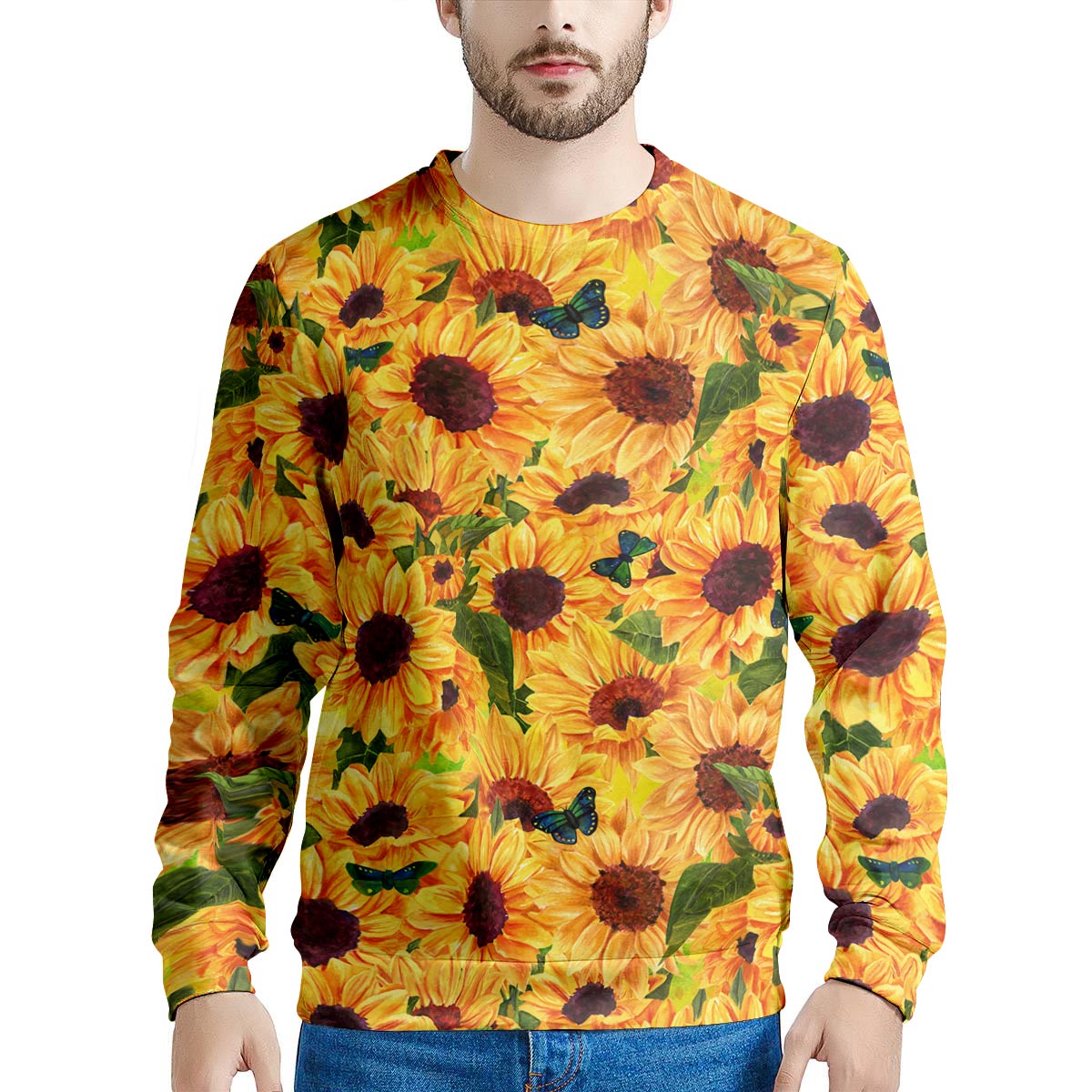 Sunflower Butterfly Men's Sweatshirt-grizzshop