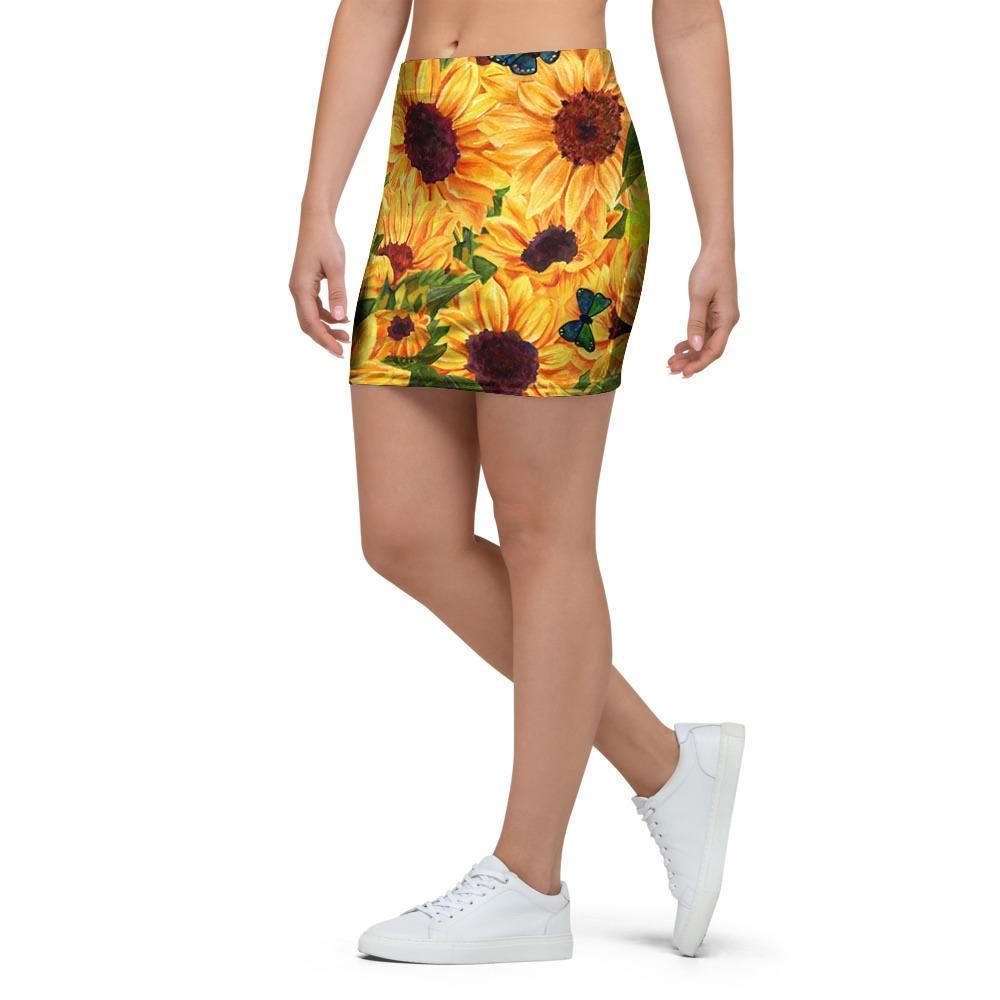 Sunflower Butterfly Mini Skirt-grizzshop