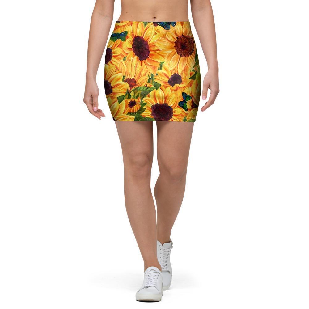 Sunflower Butterfly Mini Skirt-grizzshop