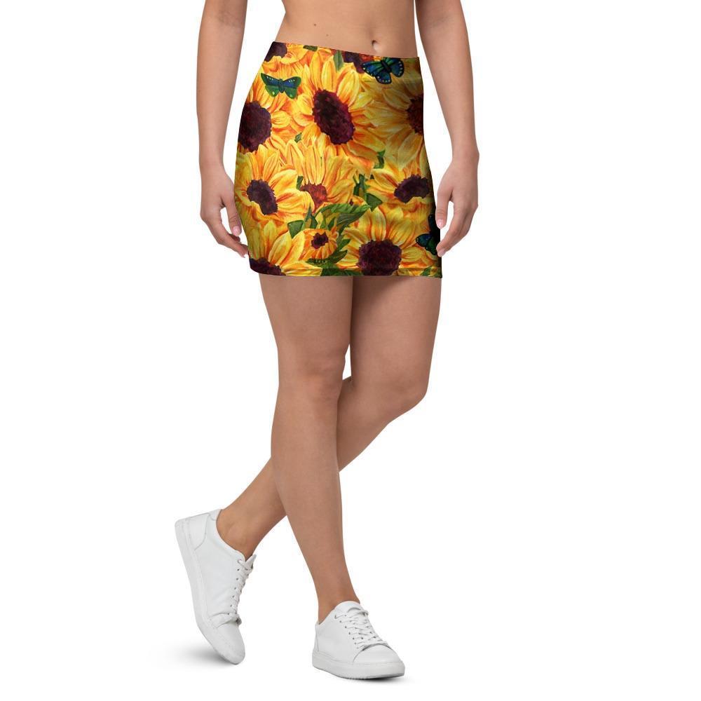 Sunflower Butterfly Mini Skirt-grizzshop