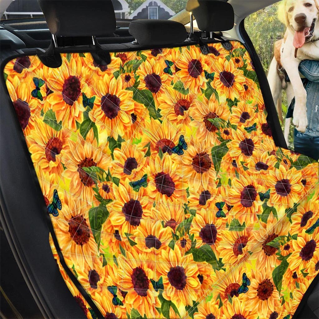 Sunflower Butterfly Pet Car Seat Cover-grizzshop