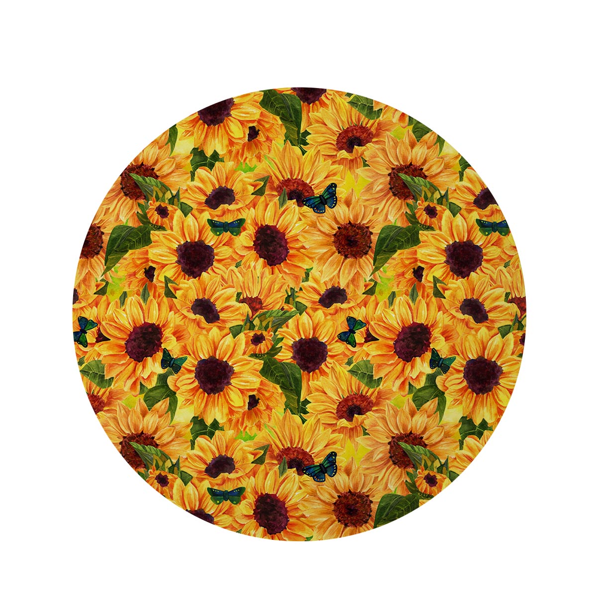 Sunflower Butterfly Round Rug-grizzshop