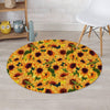 Sunflower Butterfly Round Rug-grizzshop