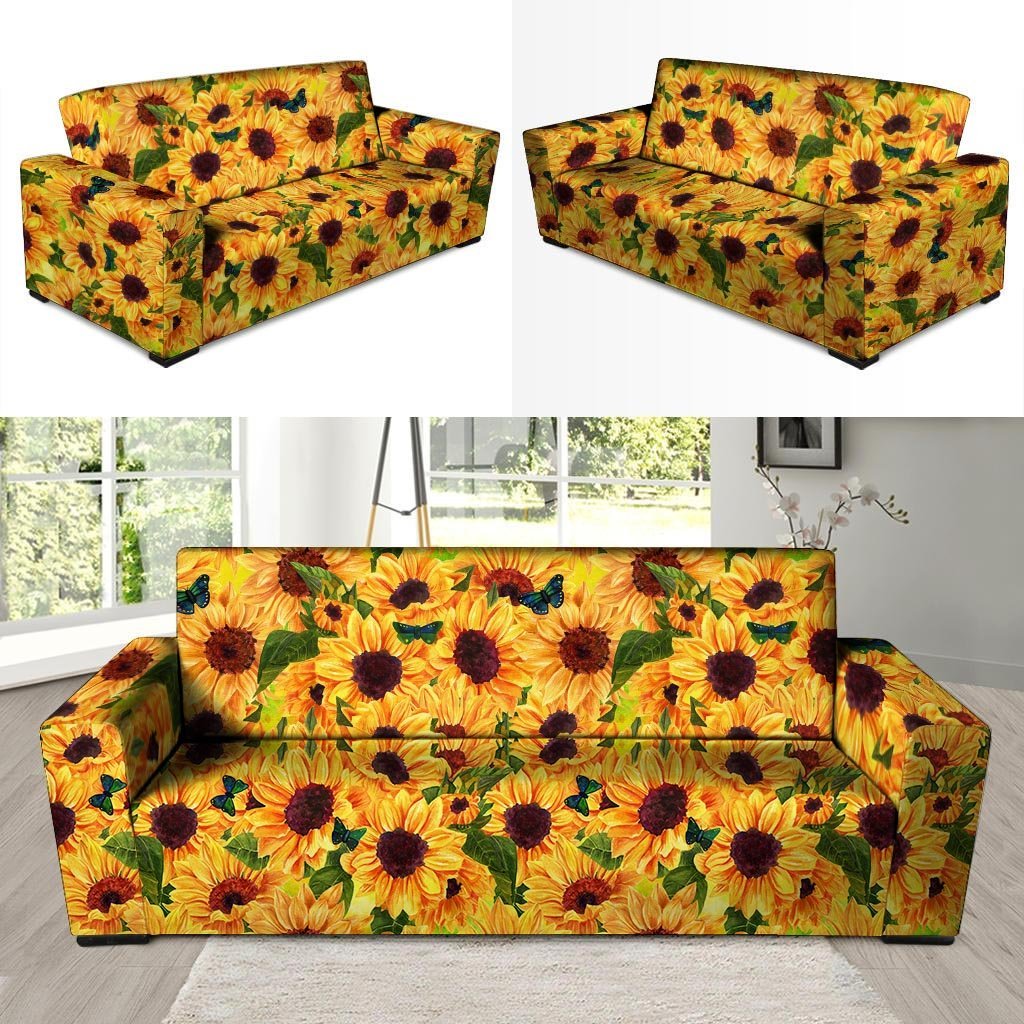 Sunflower Butterfly Sofa Cover-grizzshop