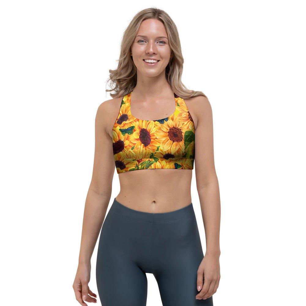 Sunflower Butterfly Sports Bra-grizzshop