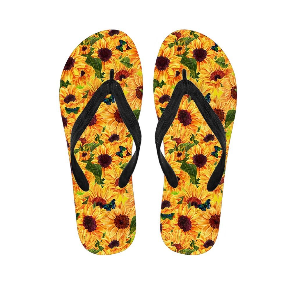 Sunflower Butterfly Women's Flip Flops-grizzshop