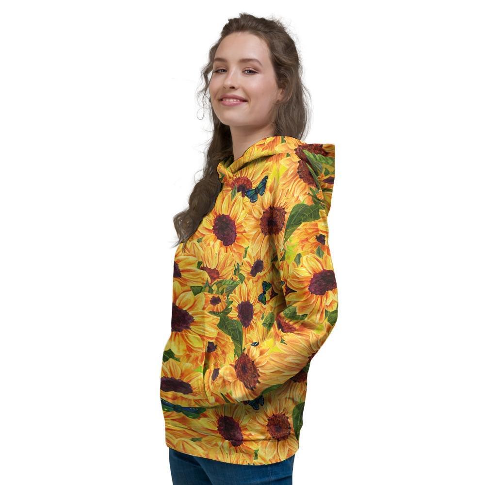 Sunflower Butterfly Women's Hoodie-grizzshop