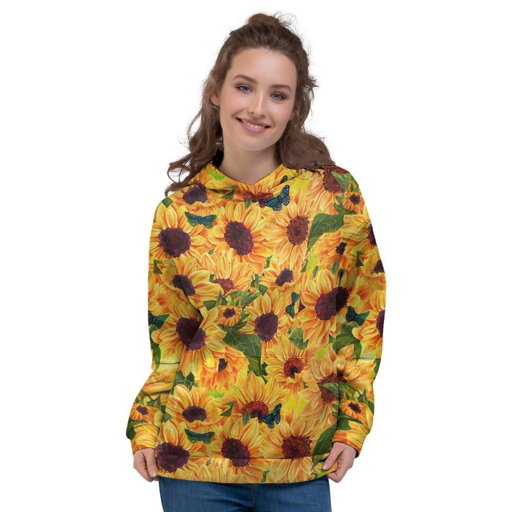 Sunflower Butterfly Women's Hoodie-grizzshop