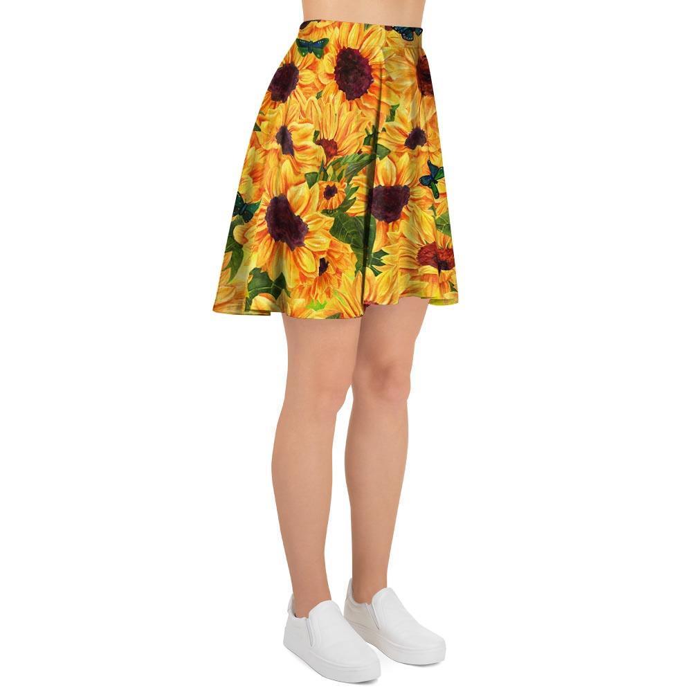 Sunflower Butterfly Women's Skirt-grizzshop