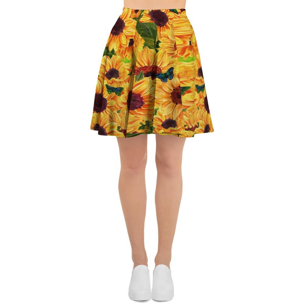 Sunflower Butterfly Women's Skirt-grizzshop