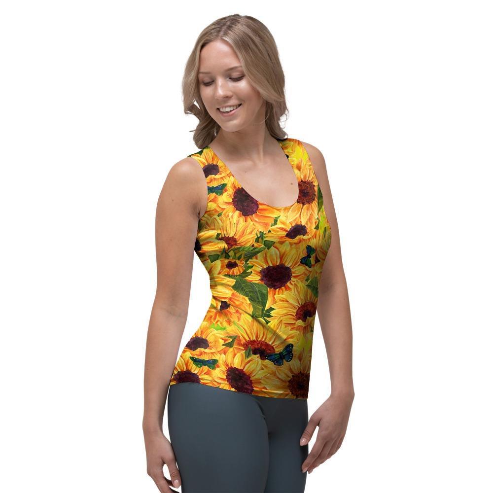 Sunflower Butterfly Women's Tank Top-grizzshop