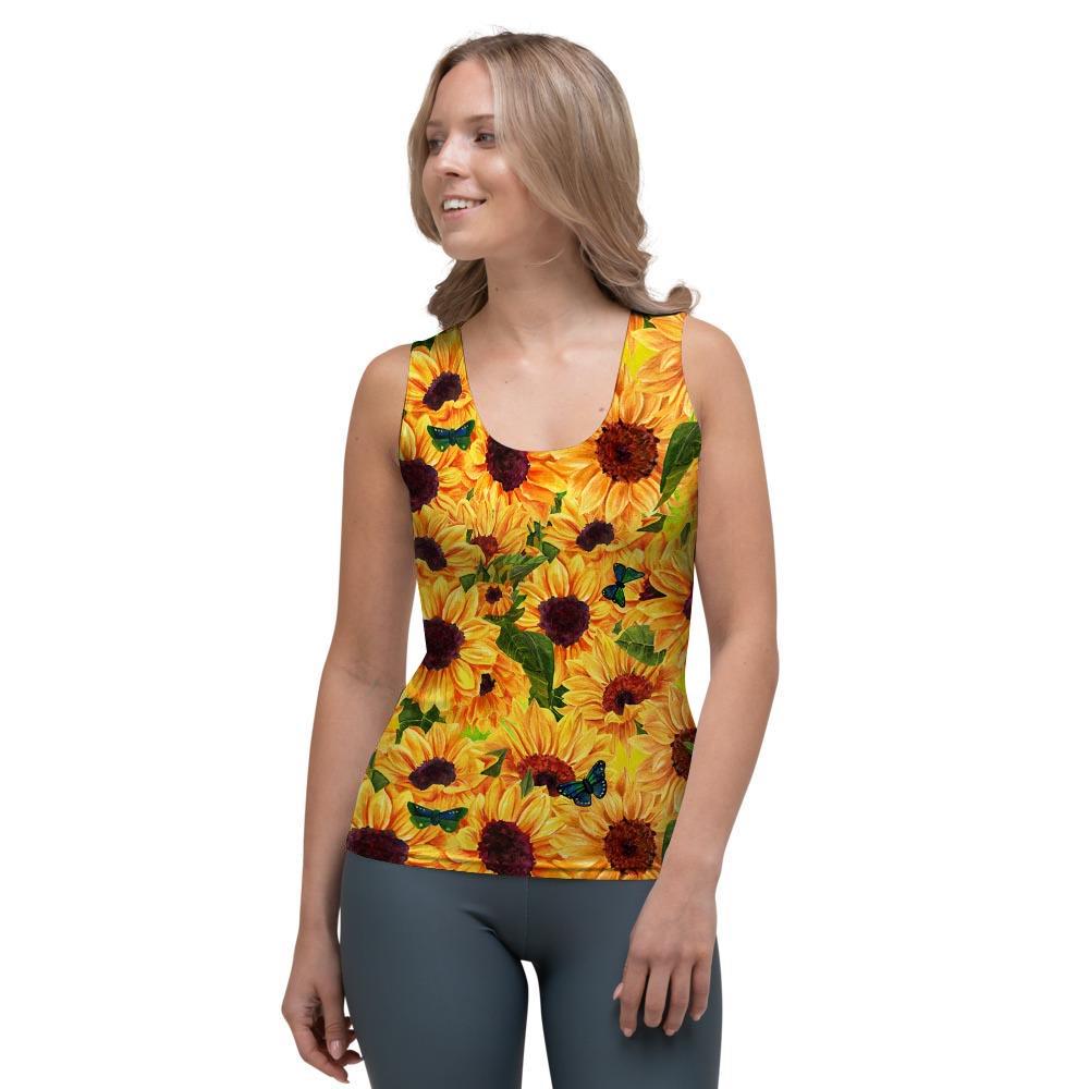 Sunflower Butterfly Women's Tank Top-grizzshop