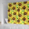 Sunflower Cartoon Pattern Print Bathroom Shower Curtain-grizzshop