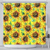 Sunflower Cartoon Pattern Print Bathroom Shower Curtain-grizzshop