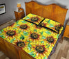 Sunflower Cartoon Pattern Print Bed Set Quilt-grizzshop